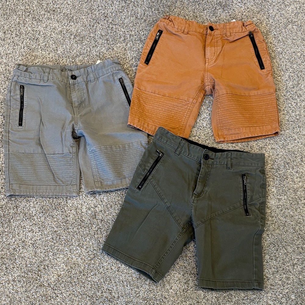 Boys Cargo Shorts Set - Gray, Orange, Green